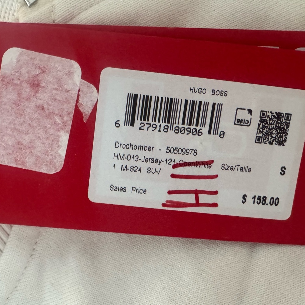 $158 HUGO By Hugo Boss Men’s Drochomber Bomber Jacket White Oversized Zip Small‎ - Picture 6 of 7